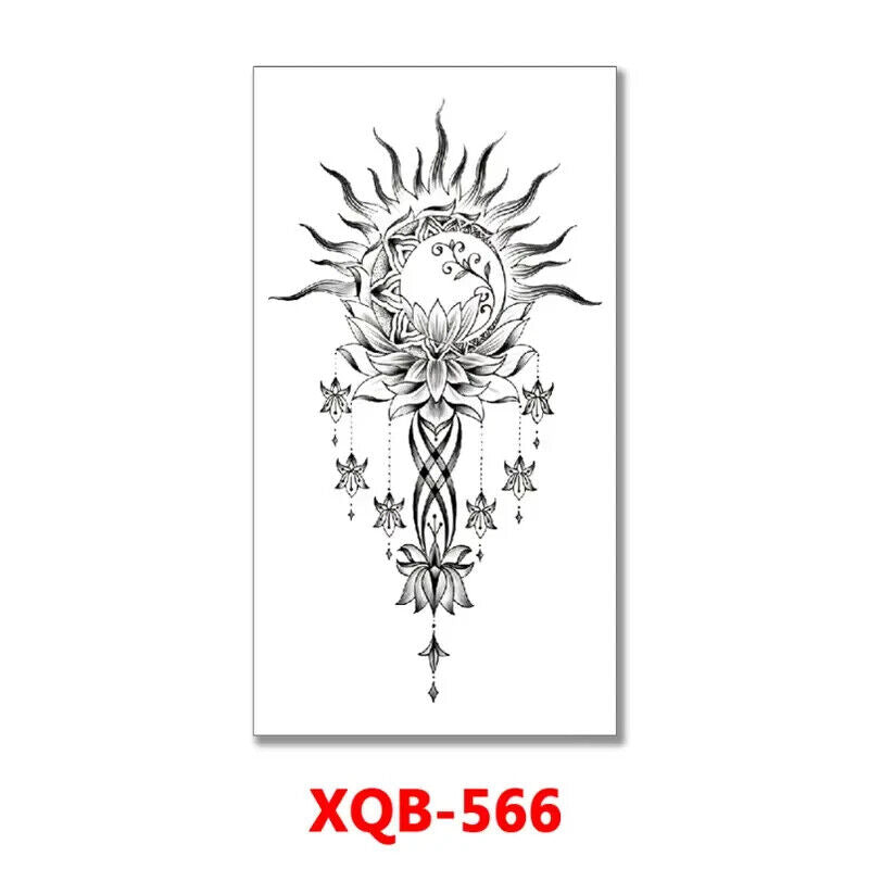 Fire Lotus Totem Temporary Tattoo Fake Sticker Womens Mens Arm Leg Thigh Chest