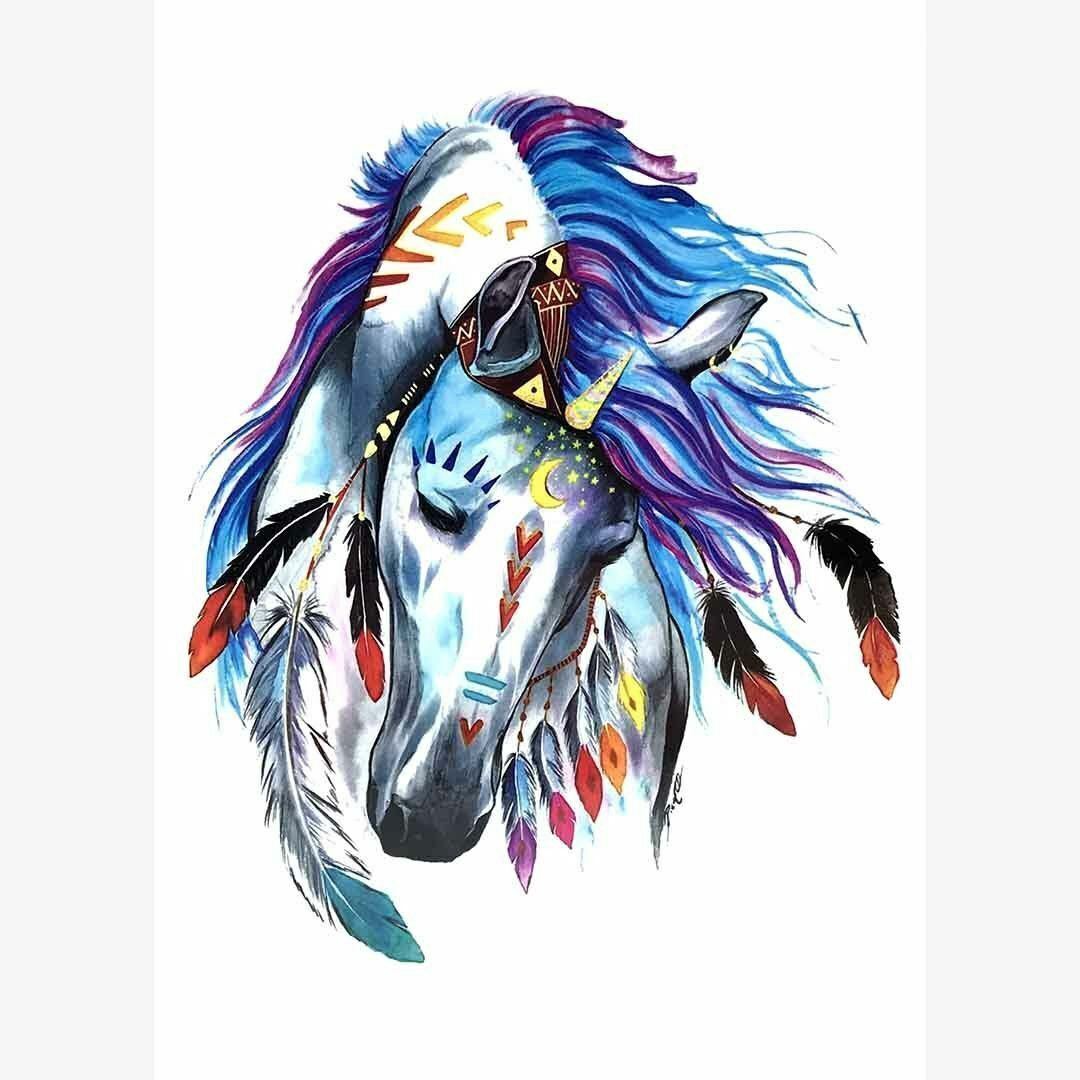 Horse Temporary Tattoo Sticker Womens Waterproof Girls Feather Tattoos