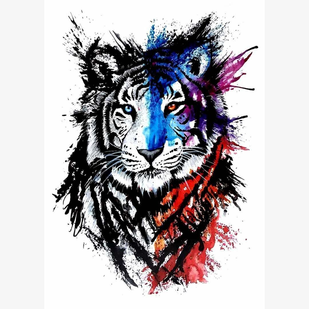 Tiger Temporary Tattoos Womens Mens Press on Fake Arm Leg Waterproof Tattoos
