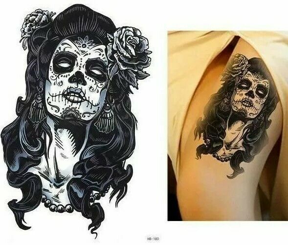 Day of the Dead Temporary Tattoos Sticker Womens Mens Waterproof