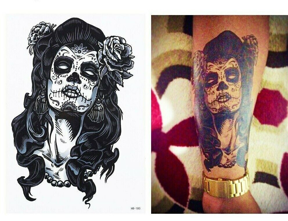 Day of the Dead Temporary Tattoos Sticker Womens Mens Waterproof