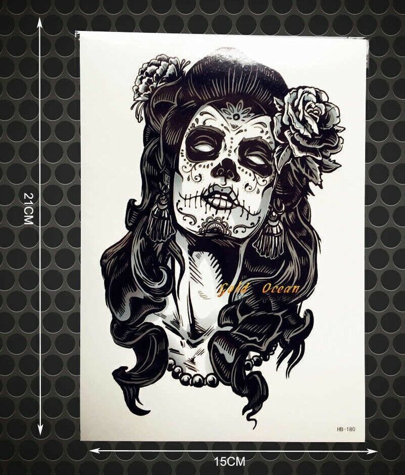 Day of the Dead Temporary Tattoos Sticker Womens Mens Waterproof