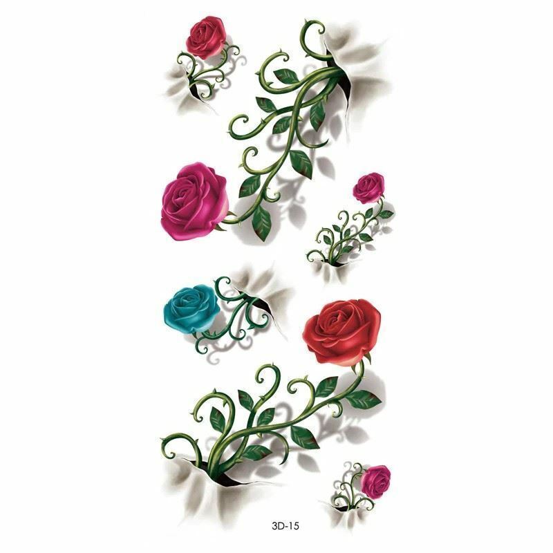 Roses Temporary Tattoos Waterproof Sleeve Women Mens Fake Sticker Transfer