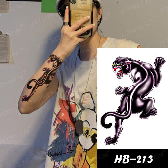 Panther Black Cat Temporary Tattoos Women Mens Fake Tattoo Sticker Back Arm Leg