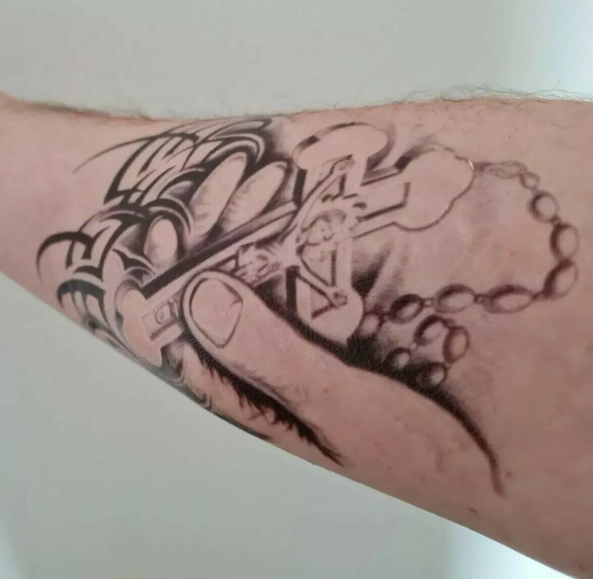 Cross crucifix Flower Temporary Waterproof Christian Tattoos Women Mens Fake Arm