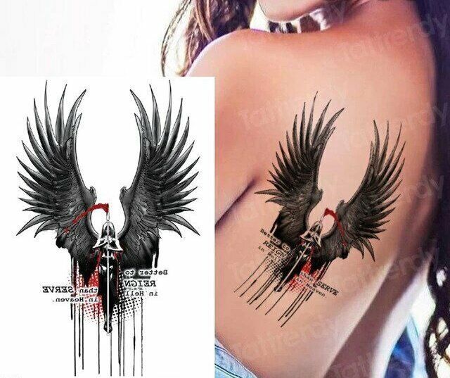 Goth Devil Angel Wings Heaven Hell Temporary Tattoo Sticker Mens Womens tattoos