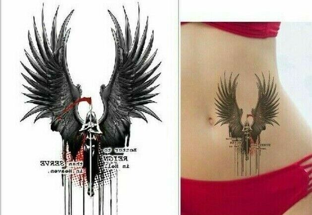 Goth Devil Angel Wings Heaven Hell Temporary Tattoo Sticker Mens Womens tattoos
