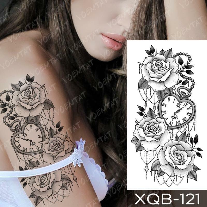 Love Heart, Time, Watch, Roses Temporary Tattoo Fake Sticker Womens Arm Leg UK