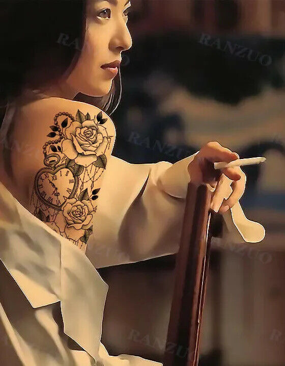 Love Heart, Time, Watch, Roses Temporary Tattoo Fake Sticker Womens Arm Leg UK