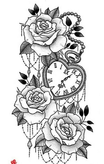 Love Heart, Time, Watch, Roses Temporary Tattoo Fake Sticker Womens Arm Leg UK