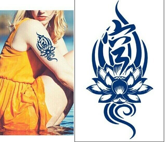Tribal Flower SEMI PERMANENT Temporary Tattoos Natural Long Lasting Mens Womens