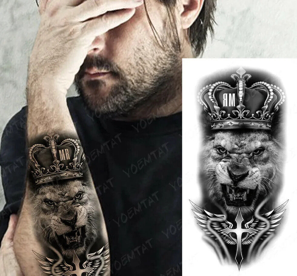 Lion King Temporary Tattoo Fake Waterproof Sticker Women Mens Arm Leg Chest UK