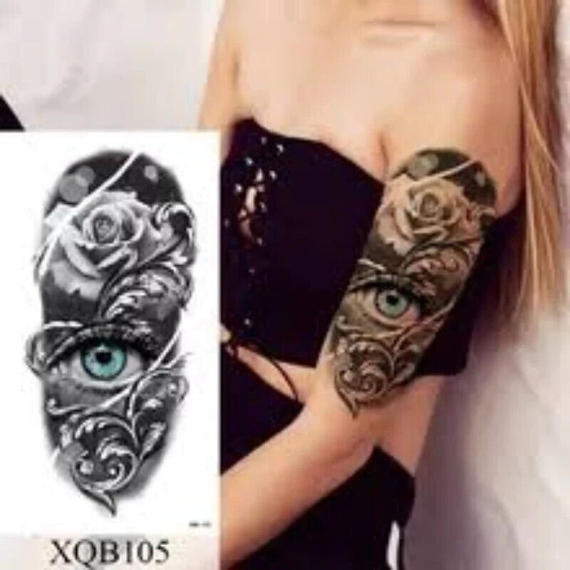 Womens Rose Temporary Tattoos Arm Tattoo Fake Body Chest Waterproof Flowers