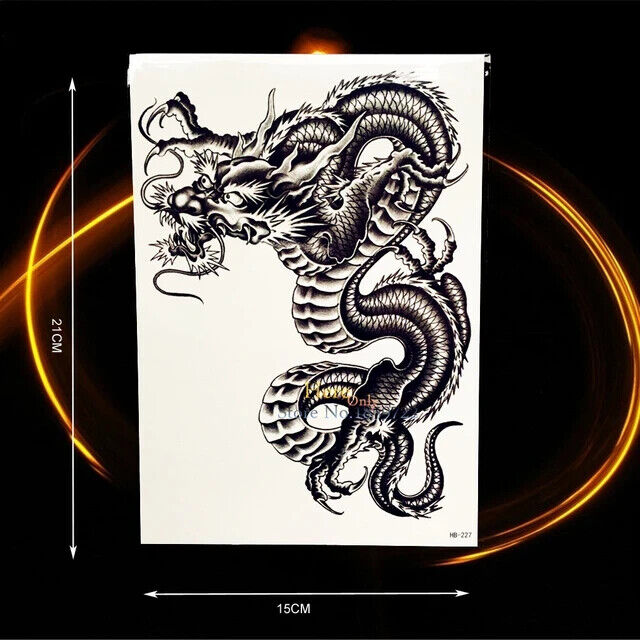 Epic Chinese Dragon Tattoo Temporary Transfer Sleeve Mens Tattoos Arm Leg Chest