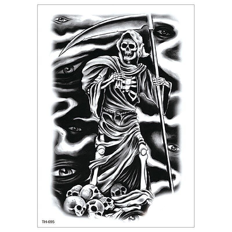 Grim Reaper Death Tattoo Transfer Womens Mens Waterproof Tattoos Arm