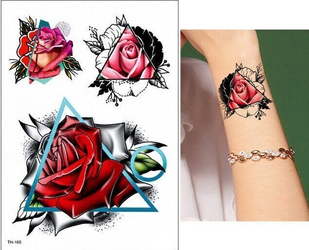 Red Roses Temporary Tattoos Womens Mens Tattoo Waterproof Flowers