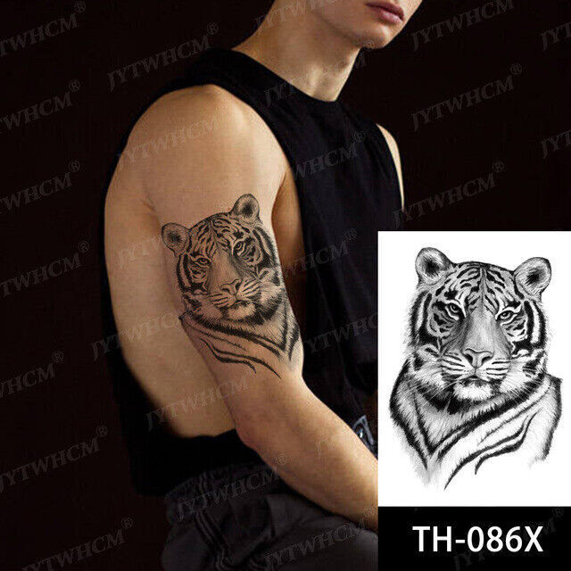 Tiger Flower Temporary Tattoo Sleeve Tattoos Arm Body Womens Mens Waterproof arm