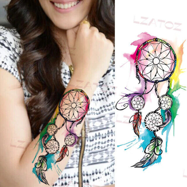 Dream catcher Temporary Tattoo Spiritual Feather DreamCatcher Womens Tattoos