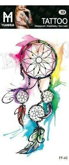 Dream catcher Temporary Tattoo Spiritual Feather DreamCatcher Womens Tattoos