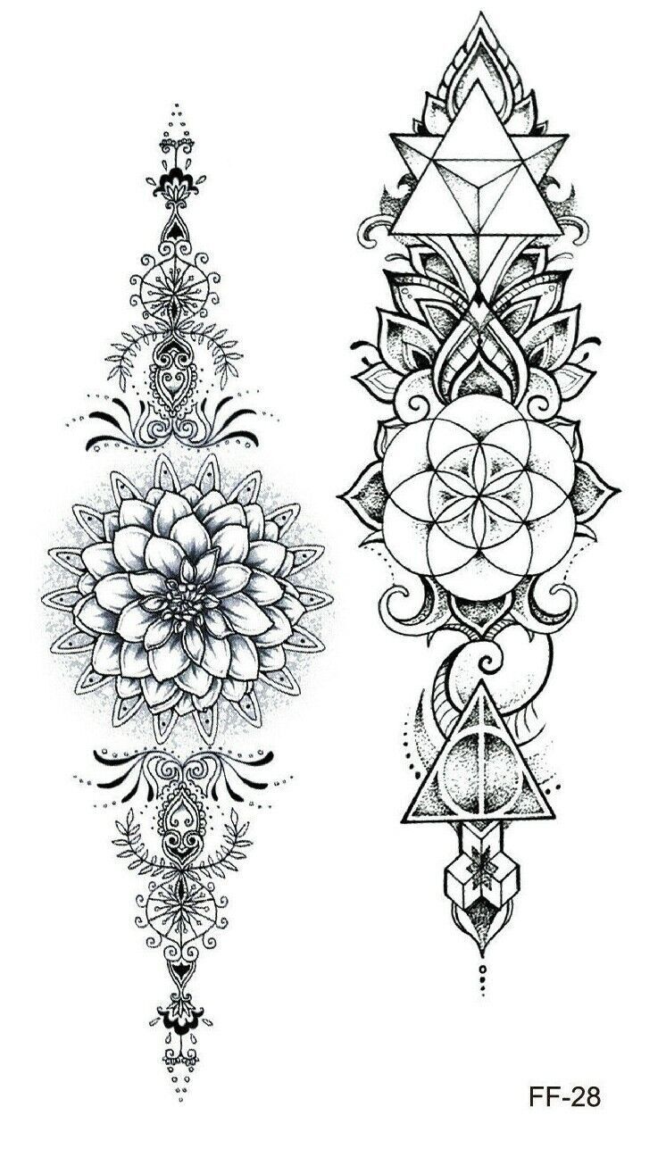 Womens Arm Temporary Tattoos Mandala Designs Tattoo Girl Hand Neck Press on
