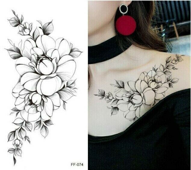 Flowers flower Temporary Tattoo Womens Tattoos Mens Arm Leg Chest Sticker Thigh
