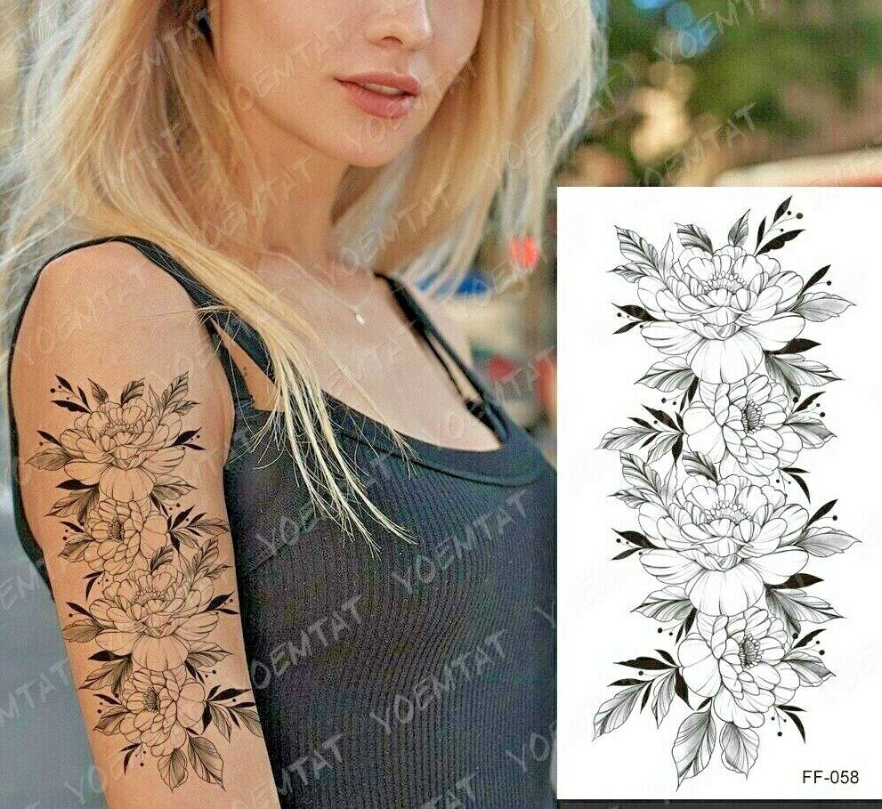 Flower Collection Temporary Tattoo Women Arm tattoos Leg Chest Sticker Womens