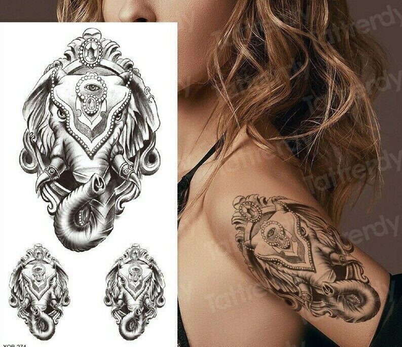 Ganesha Elephant Temporary Tattoo Waterproof Sleeve Women Mens Boy Arm Leg