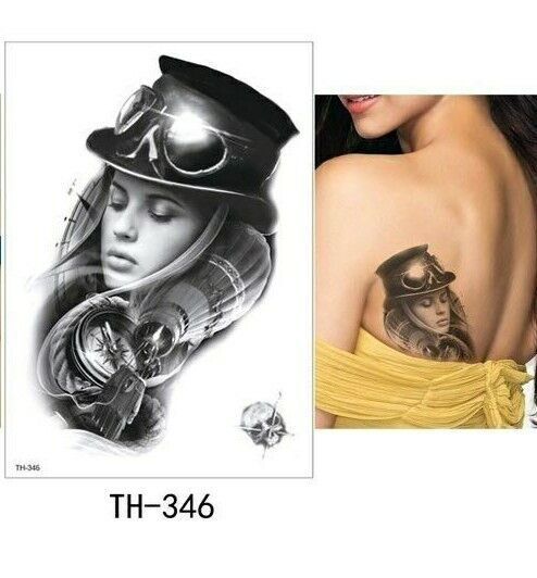 Steam Punk Air Temporary Waterproof Tattoos Women Mens Fake Sticker Transfer Arm