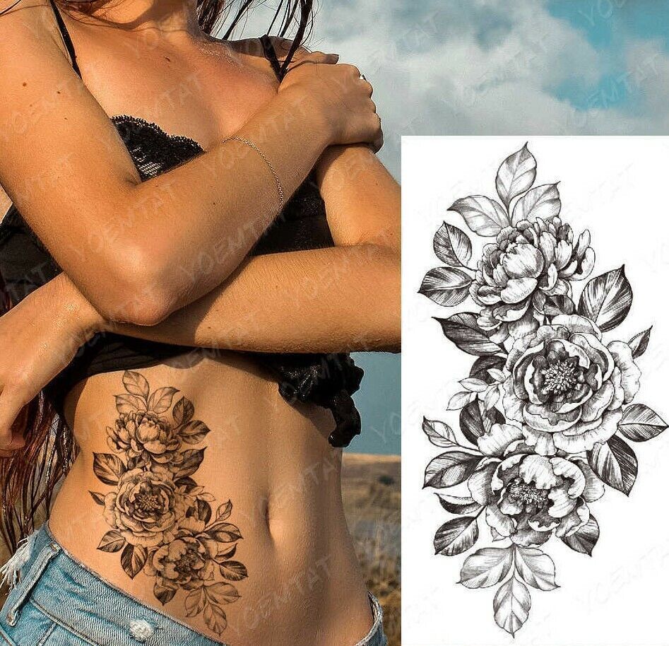 Sexy Flower Temporary Tattoos Fake Womens tattoo Arm Leg Thigh Back Waterproof