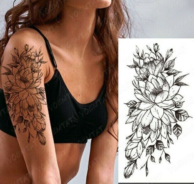 Flowers Womens Temporary Tattoo Fake Women Tattoos Arm Leg Thigh Back