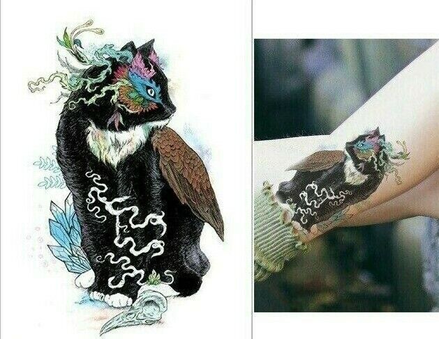 Black Cat Temporary Tattoo Waterproof Tattoos Sleeve Womens Mens Arm Sticker