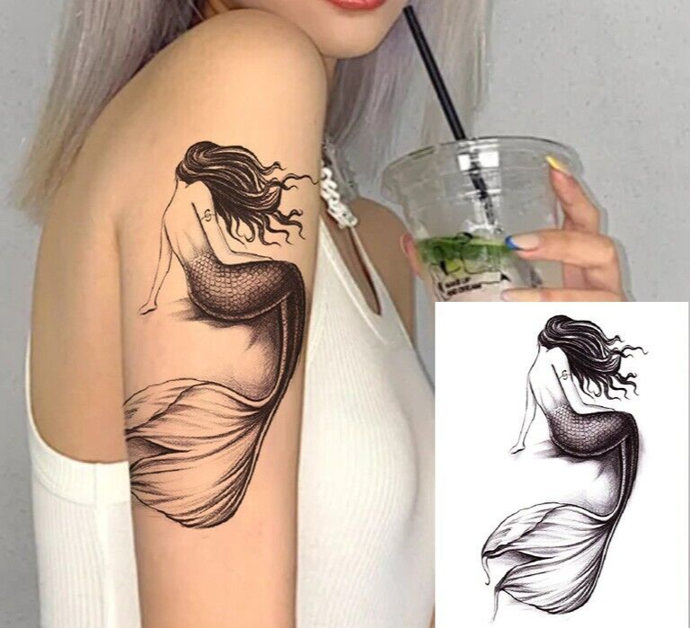 Mermaid Temporary tattoo Womens Tattoos Fake Body Mens Arm Sailor Tattoos Leg