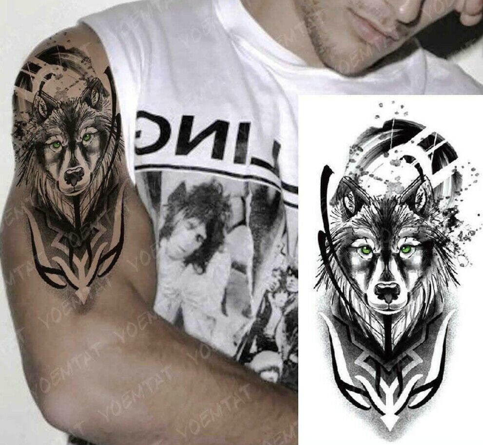 Tribal Wolf Waterproof Temporary Tattoo Fake Press Sticker Women Mens Tattoos