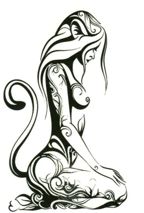 Sexy Cat Woman Feline Spirit Nature Waterproof Tattoos Women Mens Fake Stick on