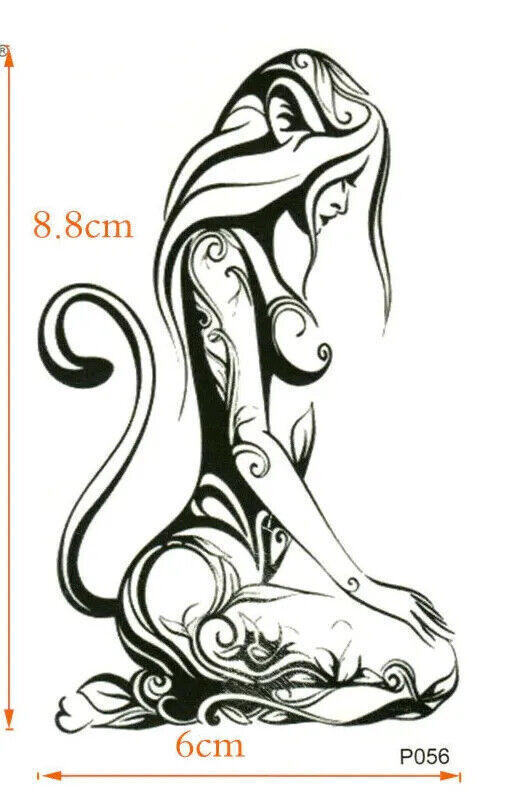 Sexy Cat Woman Temporary Tattoo Womens Mens Fake Feline Spirit Nature Waterproof