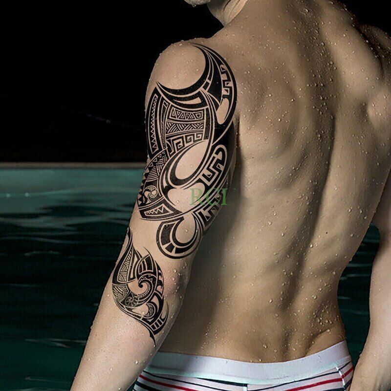 Tribal Polynesian Temporary Tattoos Sticker Women Men Waterproof Fake Arm tattoo
