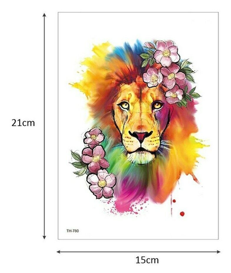 Lion Flower Temporary Tattoo Sticker Womens Waterproof tattoos Fake Arm Leg