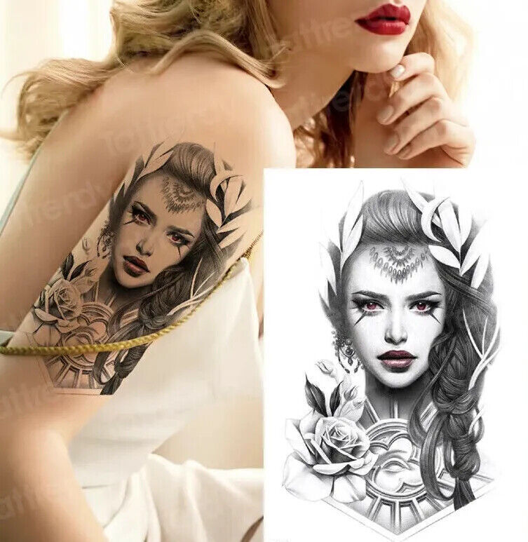 Vampire Woman Temporary Tattoo Roses Waterproof Womens Tattooo Fake Arm Leg Mens