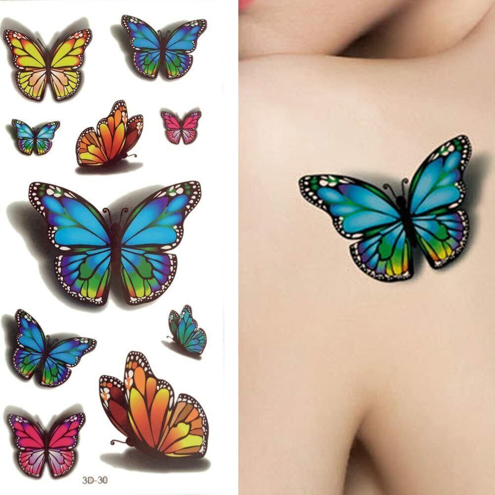 Sexy Butterfly 3D Temporary Press on Tattoo Body Art Back Sticker Girls Women