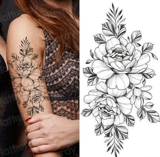 Sexy Flowers Womens Temporary Tattoo Arm Leg Thigh Chest Fake tattoos Sticker