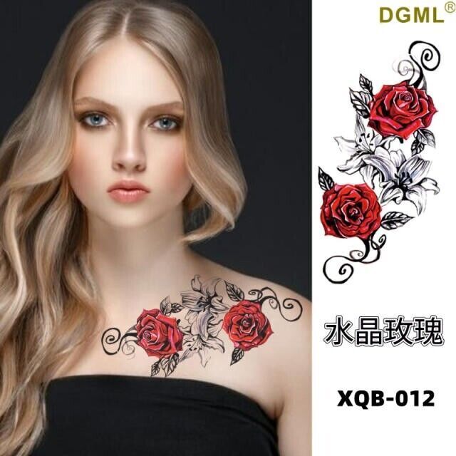 Red Roses Flowers Womens Temporary Tattoos Waterproof Fake Mens Tattoo Arm Rose
