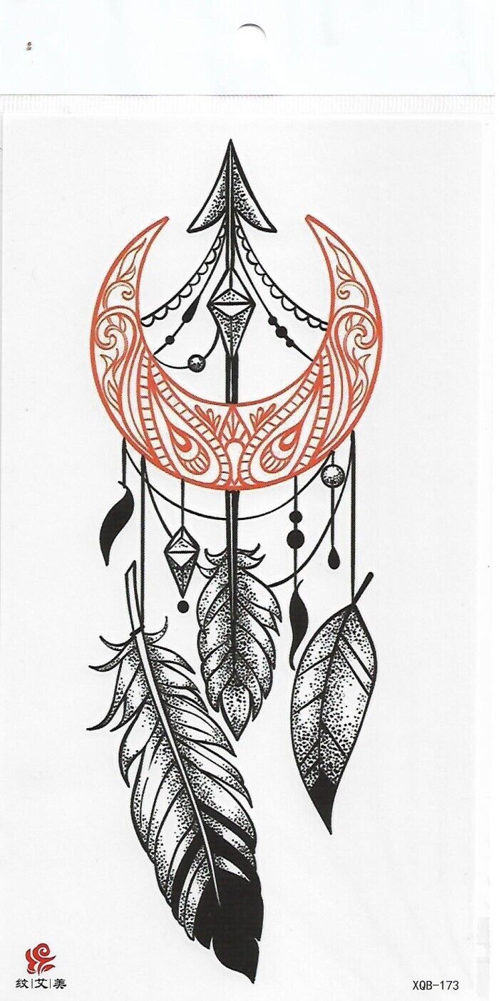 Dream Catcher Half Moon Waterproof Womens Temporary Arm Tattoo Fake Sticker