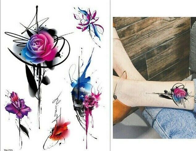 Rose Temporary Tattoos Womens tattoos Fake Sticker Arm Flower Family