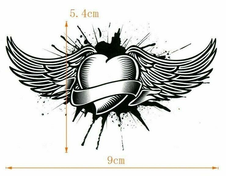 Heart Angel Wings Temporary Tattoo Arm Leg Neck Women Men Sticker Fake Tattoos