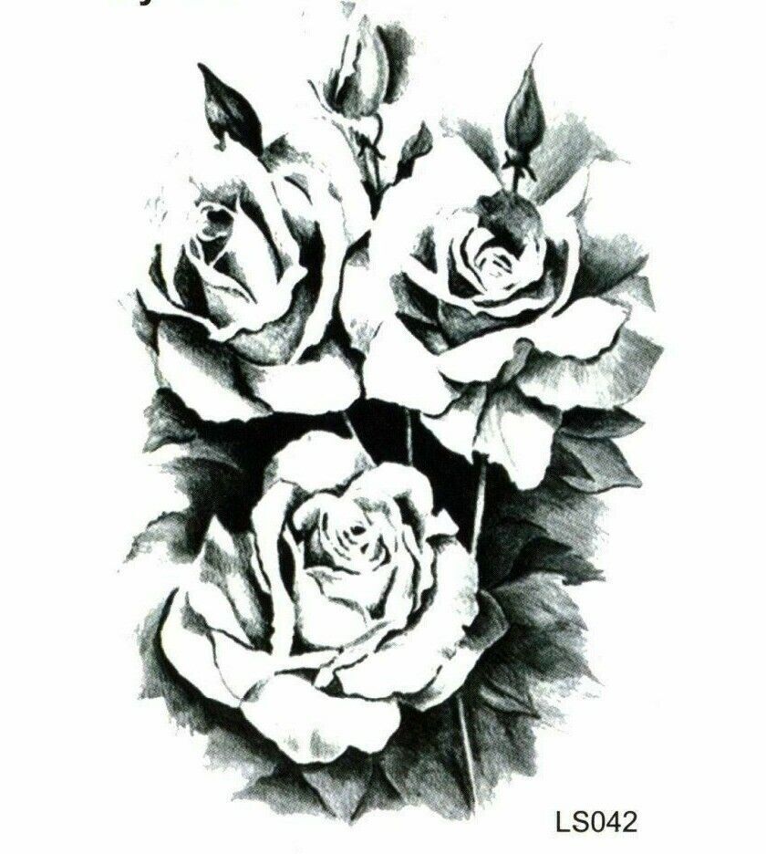 Small Black Roses Flowers Waterproof Temporary Tattoo Fake Stickers Womens Arm