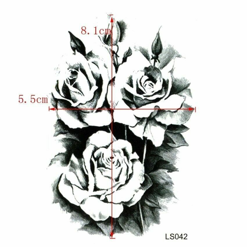 Small Black Roses Flowers Waterproof Temporary Tattoo Fake Stickers Womens Arm