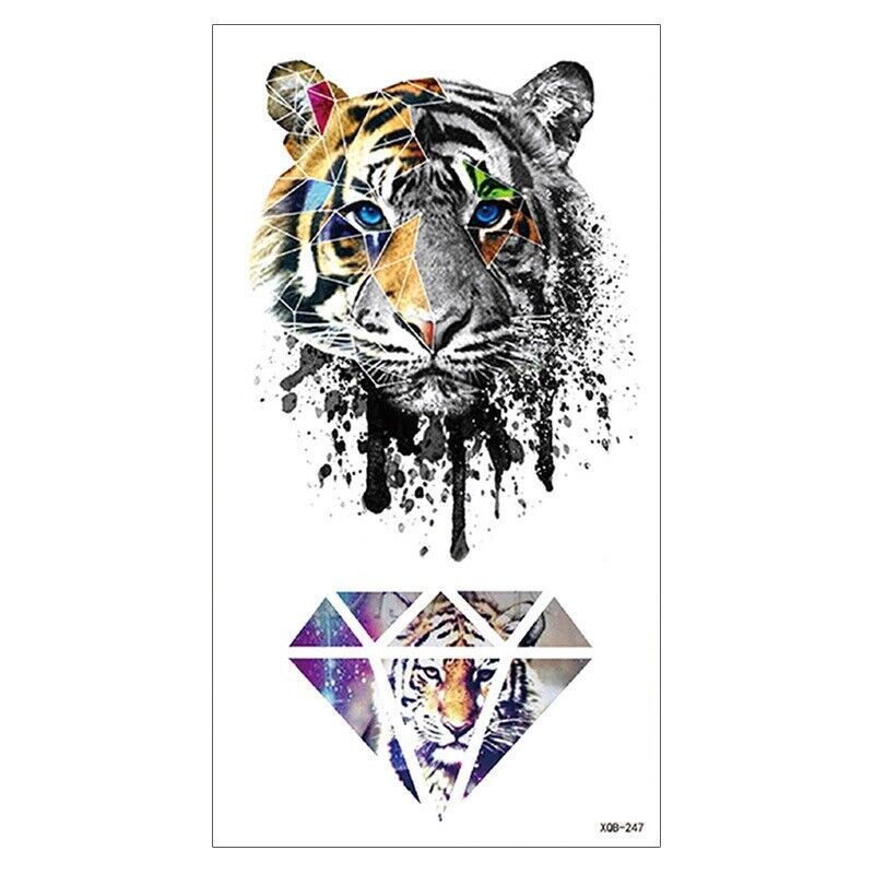 Colourful Tiger Diamond Womans Temporary Tattoo Fake tattoos Body Thigh Back Leg