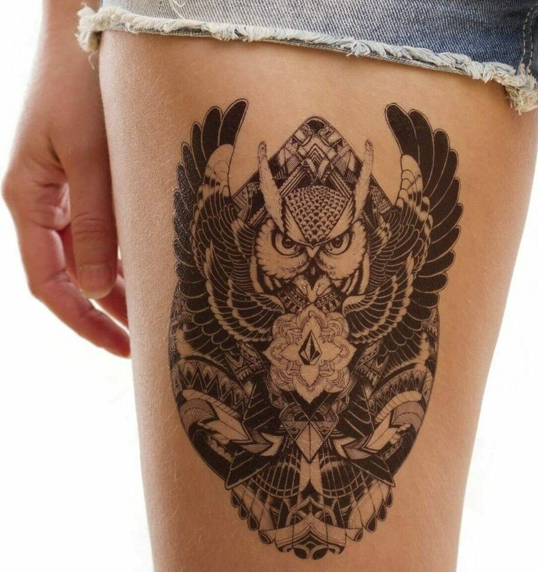 Symmectrical Owl Temporary Tattoo Sleeve Women Mens Arm Leg Waterproof tattoos