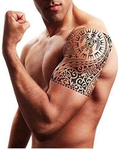 Polynesian maori Mens Tattoo Sticker The Rock Womens Leg Fake Arm Half Sleeve