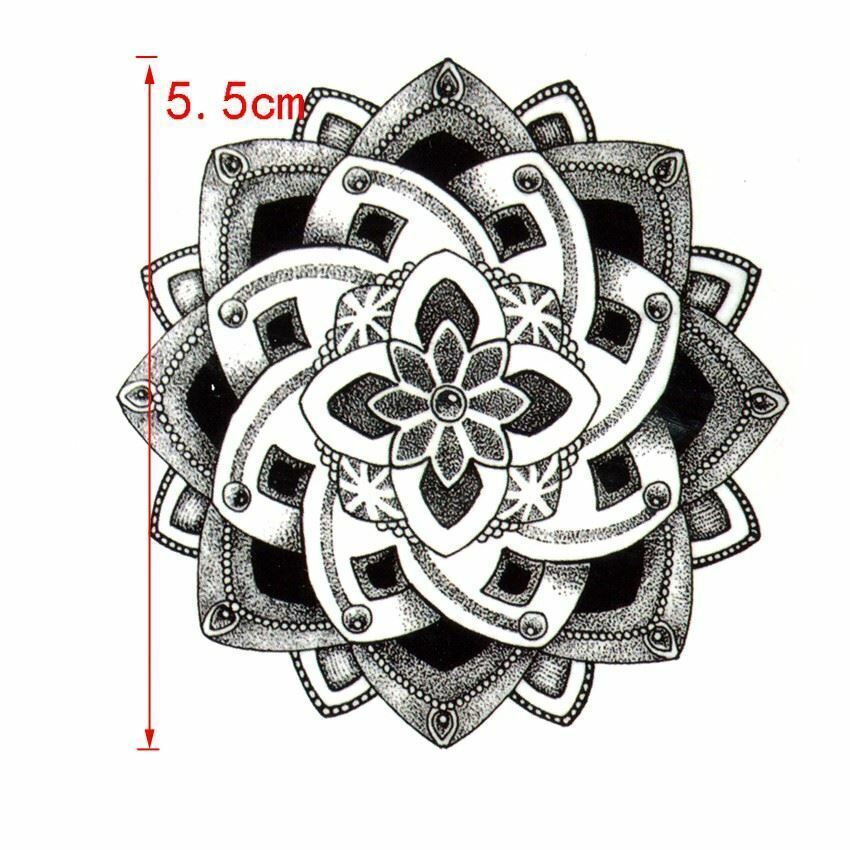 Geometric Lotus Flower Waterproof Tattoos Fake Sticker Arm Women Mens Kids